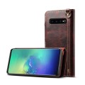 Denior Skórzane Etui Pokrowiec do Samsung Galaxy S10 bordowe