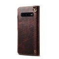 Denior Skórzane Etui Pokrowiec do Samsung Galaxy S10 bordowe