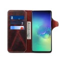 Denior Skórzane Etui Pokrowiec do Samsung Galaxy S10 bordowe