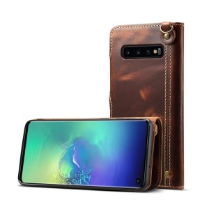 Denior Skórzane Etui Pokrowiec do Samsung Galaxy S10 brązowe