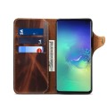 Denior Skórzane Etui Pokrowiec do Samsung Galaxy S10 brązowe