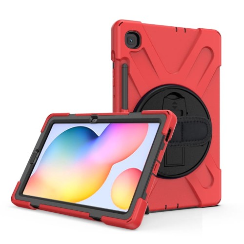 Shockproof Pancerne Etui z Paskiem do Samsung Galaxy Tab S6 Lite czerwone