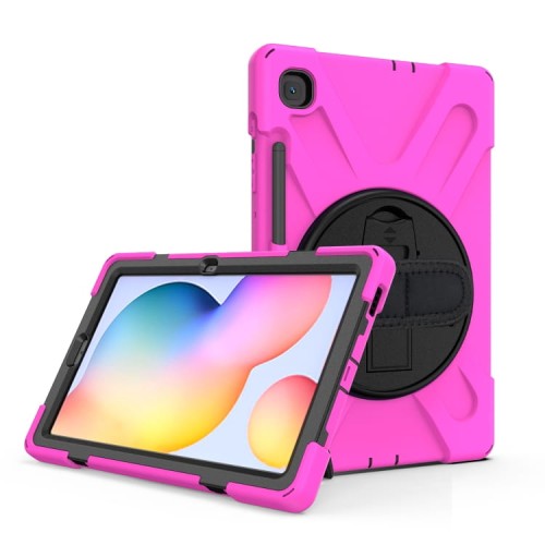Shockproof Pancerne Etui z Uchwytem i Paskiem do Samsung Galaxy Tab S6 Lite różowe