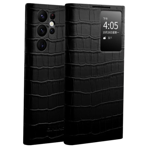 QIALINO Eleganckie Skórzane Etui do Samsung Galaxy S22 Ultra 5G czarne