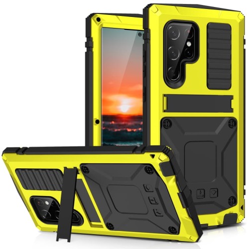 R-JUST Pancerne Etui Antywstrząsowe do Samsung Galaxy S22 Ultra 5G żółte