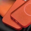 QIALINO MagSafe Skórzane Etui Obudowa Plecki do iPhone 14 Plus pomarańczowe