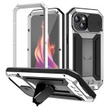R-JUST Pancerne Etui Antywstrząsowe do iPhone 15 Plus srebrne