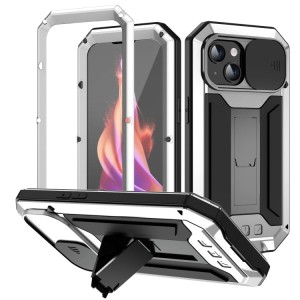 R-JUST Pancerne Etui Antywstrząsowe do iPhone 15 Plus srebrne