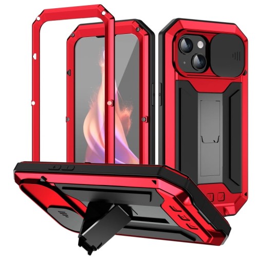 R-JUST Pancerne Etui Antywstrząsowe do iPhone 15 Plus czerwone