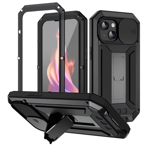 R-JUST Pancerne Etui Antywstrząsowe do iPhone 15 Plus czarne