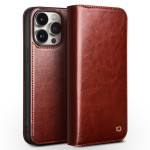 QIALINO Eleganckie Skórzane Etui do iPhone 15 Pro brązowe