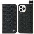 Fierre Shann Eleganckie Skórzane Etui do iPhone 15 Pro czarne