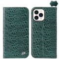 Fierre Shann Eleganckie Skórzane Etui do iPhone 15 Pro zielone