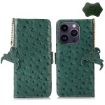 Skórzane Etui Pokrowiec z RFID do iPhone 14 Pro zielone