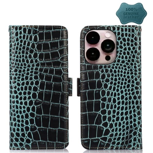 Skórzane Etui Pokrowiec do iPhone 14 Pro Max zielone