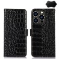 Skórzane Etui Pokrowiec RFiD do iPhone 15 Pro czarne
