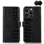 Skórzane Etui Pokrowiec RFiD do iPhone 15 Pro czarne
