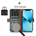 Skórzane Etui Pokrowiec RFiD do iPhone 15 Pro zielone