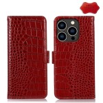 Skórzane Etui Pokrowiec do iPhone 15 Pro czerwone