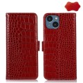 Skórzane Etui Pokrowiec RFiD do iPhone 15 Plus czerwone
