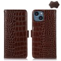 Skórzane Etui Pokrowiec RFiD do iPhone 15 Plus brązowe