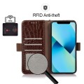 Skórzane Etui Pokrowiec RFiD do iPhone 15 Plus brązowe
