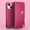 QIALINO Eleganckie Skórzane Etui Pokrowiec do iPhone 15 różowe