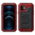 Pancerne Etui Metal Silikon Szkło do iPhone 12 Mini czerwone