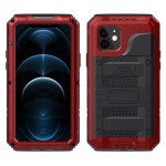 Pancerne Etui Metal Silikon Szkło do iPhone 12 Mini czerwone