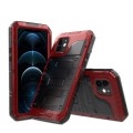Pancerne Etui Metal Silikon Szkło do iPhone 12 Mini czerwone