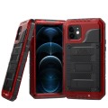 Pancerne Etui Metal Silikon Szkło do iPhone 12 Mini czerwone