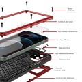 Pancerne Etui Metal Silikon Szkło do iPhone 12 Mini czerwone