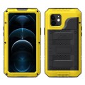 Pancerne Etui Metal Silikon Szkło do iPhone 12 Mini żółte