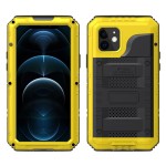 Pancerne Etui Metal Silikon Szkło do iPhone 12 Mini żółte