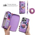 POLA Etui Portfel Pokrowiec do iPhone 15 fioletowe w kwiaty