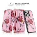 POLA Etui Portfel Pokrowiec do iPhone 15 różowe w kwiaty