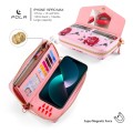 POLA Etui Portfel Pokrowiec do iPhone 15 różowe w kwiaty
