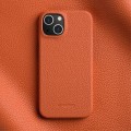 MELKCO Skórzane Etui Obudowa Plecki do iPhone 15 pomarańczowe
