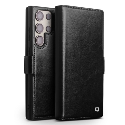 QIALINO Eleganckie Skórzane Etui do Samsung Galaxy S22 Ultra czarne