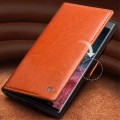 QIALINO Eleganckie Skórzane Etui do Samsung Galaxy S22 Ultra brązowe jasne