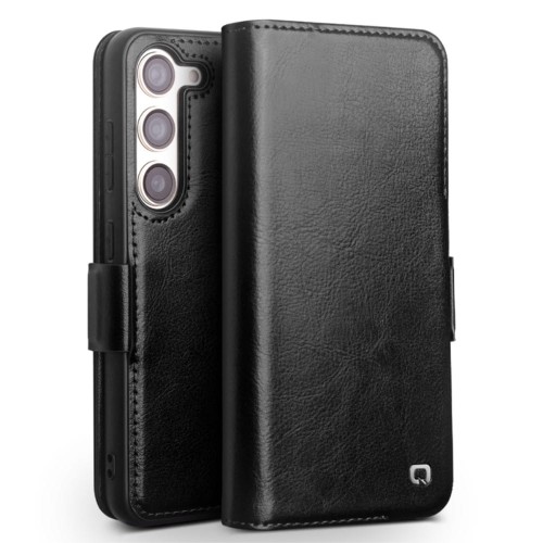 QIALINO Eleganckie Skórzane Etui do Samsung Galaxy S22+ czarne