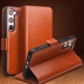 QIALINO Eleganckie Skórzane Etui do Samsung Galaxy S22+ brązowe jasne
