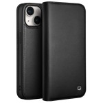 QIALINO Eleganckie Matowe Skórzane Etui do iPhone 15 Plus czarne