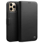 QIALINO Skórzane Etui  Pokrowiec iPhone 12 /  12 Pro czarne