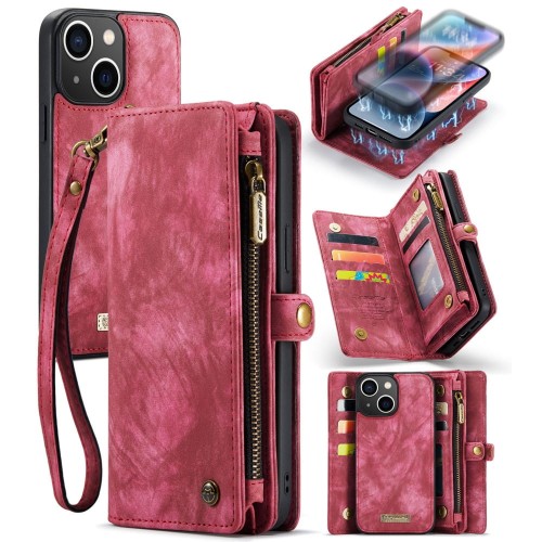 Pokrowiec Magnetyczne Etui Portfel CASEME do iPhone 15 Plus czerwone
