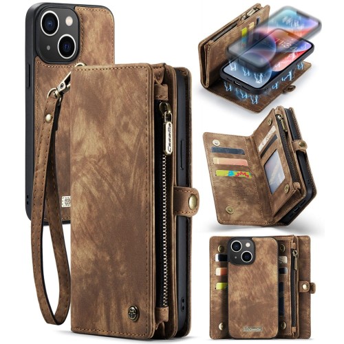Pokrowiec Magnetyczne Etui Portfel CASEME do iPhone 15 Plus brązowy