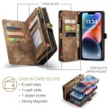 Pokrowiec Magnetyczne Etui Portfel CASEME do iPhone 15 Plus brązowy