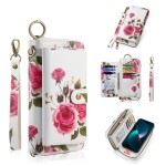 POLA Etui Portfel Pokrowiec do iPhone 15 Plus biały w kwiaty