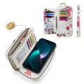 POLA Etui Portfel Pokrowiec do iPhone 15 Plus biały w kwiaty