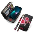POLA Etui Portfel Pokrowiec do iPhone 15 Plus czarny w kwiaty